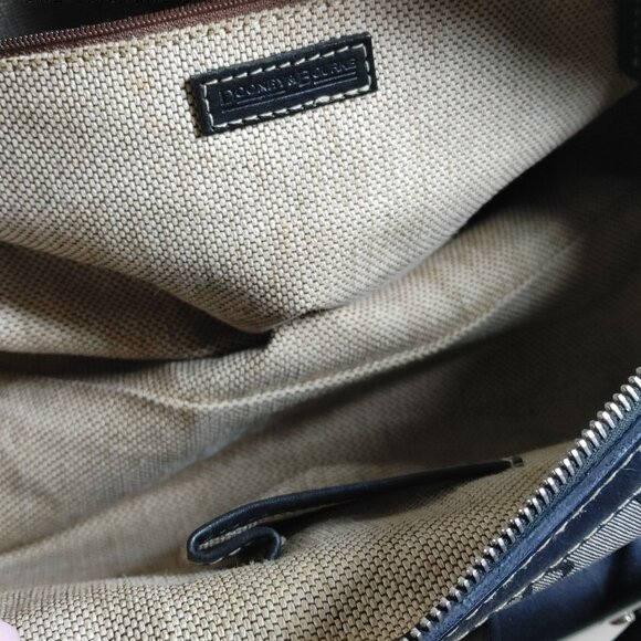 Dooney Bourke Dual Pockets Satchel Handbag Vintage Monogram Canvas Leather Trim - Picture 2 of 14